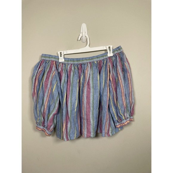 Frame Denim Tops - Frame Off Shoulder Striped Linen Top Size Small Coastal Beach Summer